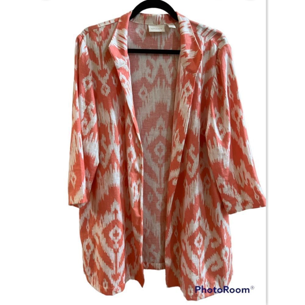 Women's Coral Ikat Pattern Jacket